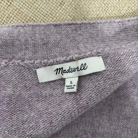 Madewell Upton Cardigan Cropped Wool Blend Lavender Sweater - Picture 2 of 8